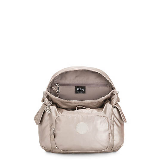 Kipling City Pack Mini Metallic Ryggsekk Beige | NO 1724HA